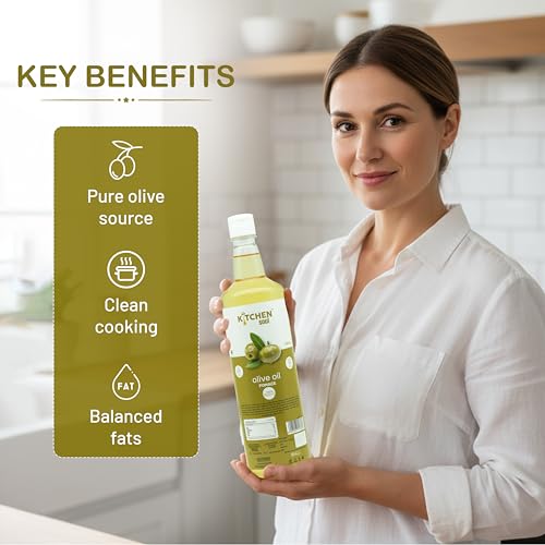 Image of KITCHEN SOUL Olive Pomace Oil 1L | Pure Refined Olive Oil for Deep Frying, Cooking & Sauteing | High Smoke Point | Heart Healthy Edible Oil | No Preservatives