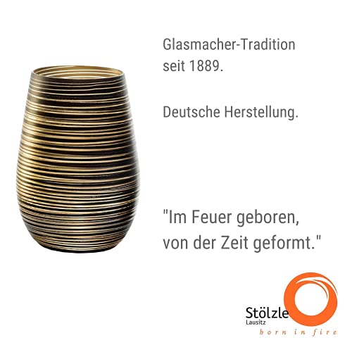 Stölzle Lausitz Wassergläser Twister Schwarz-Gold 6er-Set 465 ml – Allroundgläser für Wasser, Saft & Cocktails – Hochwertige Trinkgläser aus bleifreiem Kristallglas – Spülmaschinengeeignet & stoßfest