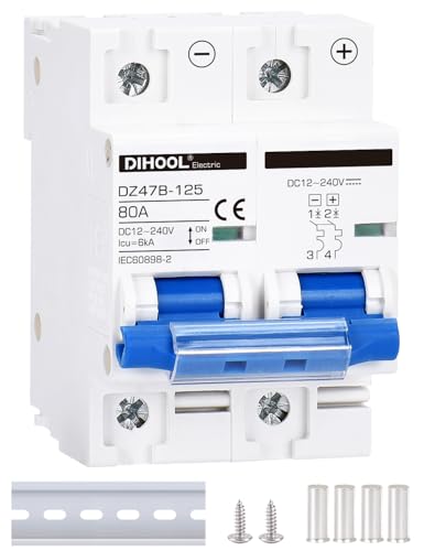 Disyuntor DC dz47 2P 80Amp 12V 24V 36V 48V DC MCB protección contra cortocircuitos aislador de interruptor de desconexión para panel solar batería UPS inversor fotovoltaico sistema fotovoltaico