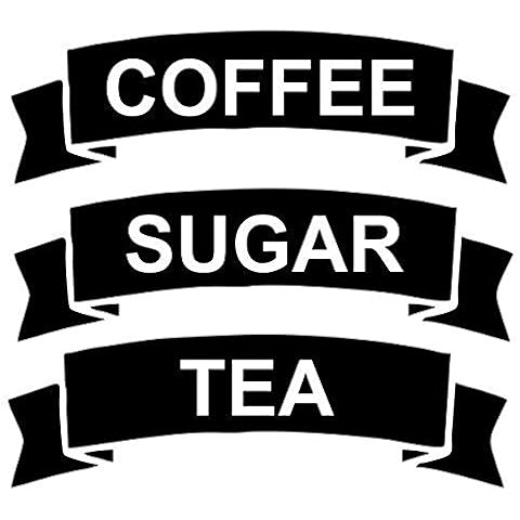 Set of Coffee Tea Sugar Vinyl Stickers Labels for Storage Jars Canisters Cover