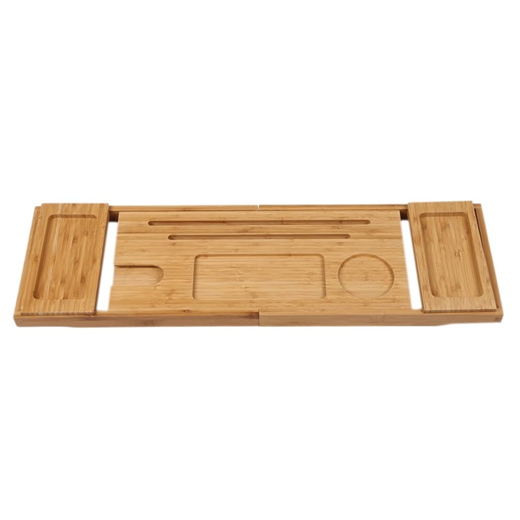 JKJZSALJ Adjustable Bathtub Tray - Expandable Bathroom Caddy For Books Glasses Towels & Accessories - Luxury Spa Experience For Relaxation And Self-Care