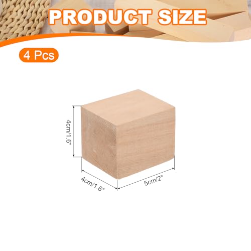 QUARKZMAN 4 Stücke Basswood Schnitzblock, 1,6x1,6x2 Quadratische Holzdübelblöcke Holzstücke für DIY, Kunstdekoration, Handwerksschnitzen, Handgeschnitzt
