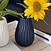 Iconic Scandi Baby Vases, Set of 3, Fluted, Color Soaked Yellow, White and Black, 4 Diameter x 4.75 Inches Tall, Modern Home Design