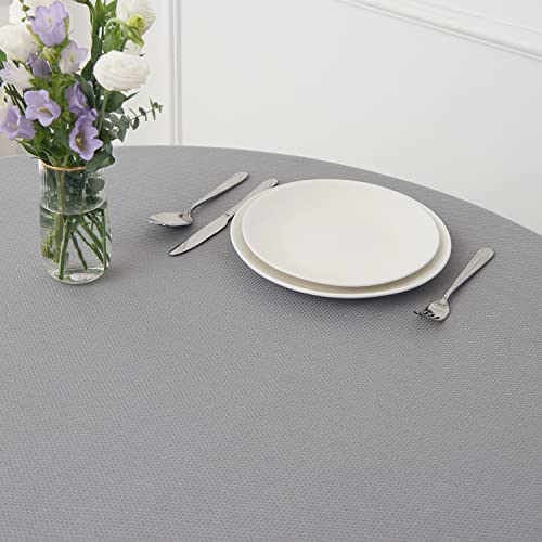 Image of maxmill Round Textured Tablecloth Spill-Proof Wrinkle Free Soft Jacquard Table Cloth for Circular Table Cover, for Dining Room Buffet Banquet Parties Holiday Dinner, 70 Inch Light Grey