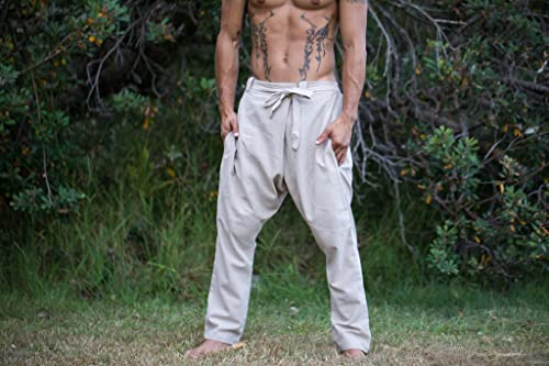 Ajjaya Mens Cotton Pants Green Drop Crotch Harem Alibaba Yoga Comfortable Breathable One Size Loose Fit Festival Boho Hippie Natural Earthy #TOP5