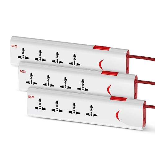 Image of GM 3060 Extension Board 10Amp Output 250 Volts with 2 Mtr Extension Cord & Surge Protector | Master Switch, Safety Shutter, 4 International Sockets | Multi Plug Travel Adapter for Home Appliances (3)