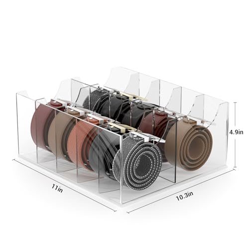 ACRYDECOR Large Acrylic Belt Organizer, Clear 10 Compartments Storage with Dust Cover, Display Holder by ACRYDECOR - Used condition - Image 2