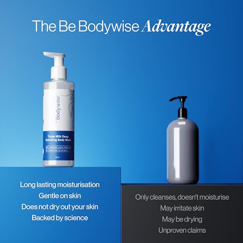 Image of Be Bodywise Triple Milk Deep Moisturizing Body Wash 250ml |For Dry & Dehydrated Skin | With 6% Triple Milk Extracts & 3% Hydrating Boosters | Lasting Hydration & Skin Barrier Support | Paraben & SLS Free