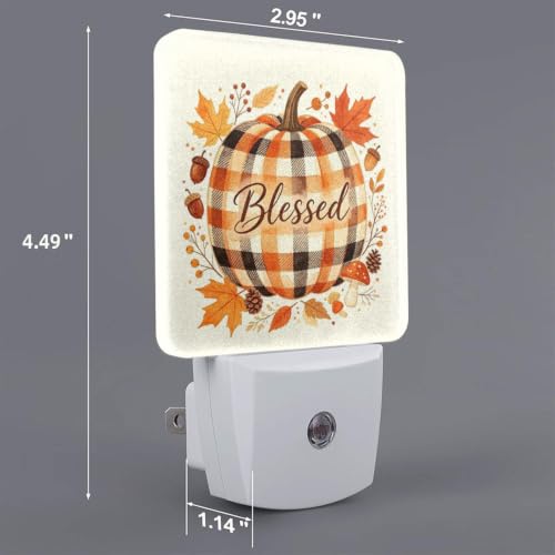 Image of Thanksgiving Leaves Pumpkin LED Plug-in Night Lamp 2-Pack for Corridors