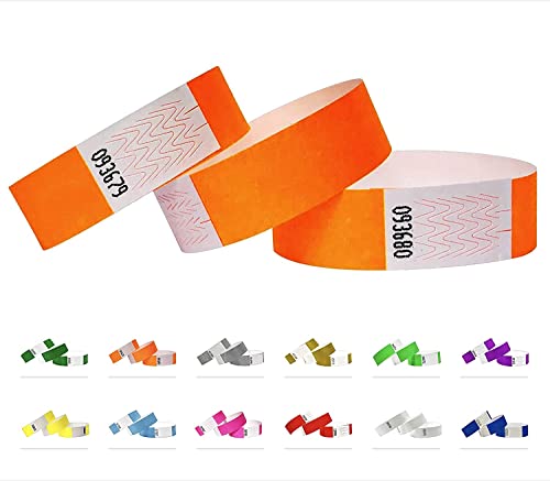 Tyvek - Pulsera identificativa de 19 mm, 1000 unidades (neón naranja, 1000 unidades)