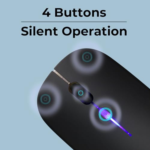 ZEBRONICS Blanc Slim Wireless Mouse with Rechargeable Battery, BT + 2.4GHz, 4 Buttons, 800/1200/1600 DPI, Silent Operation, Multicolor LED Lights (Image - 6)