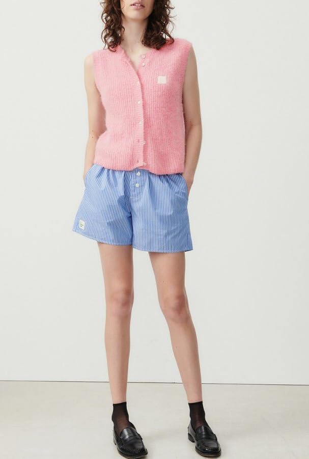 Image of Women Chunky Button Sweater Vest Sleeveless Round Neck Rib Knitted Tank Top Y2k Knitted Cardigan Vest Shirt