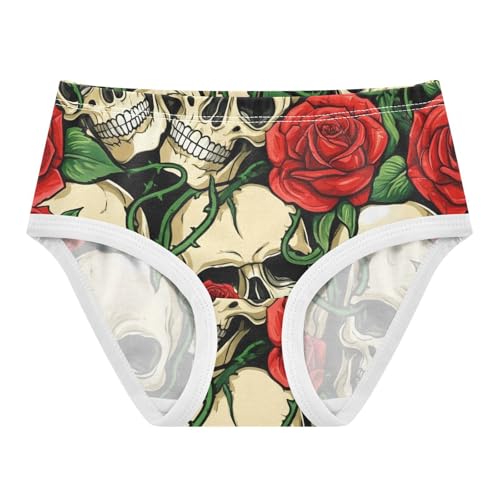Skulls Red Roses Green Leaves Cute Panties Girl Girls Underwear Toddler Cotton Stylish Briefs Underpants 2t