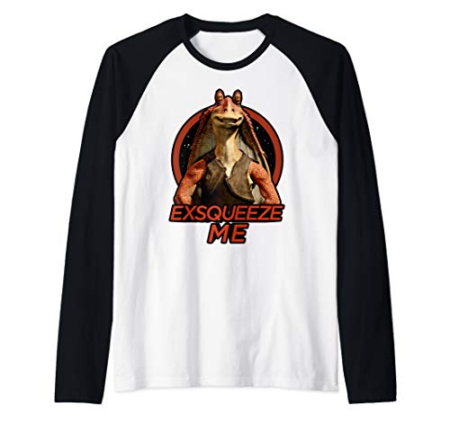 Star Wars Jar Jar Binks Exsqueeze Me Portrait Raglan Baseball Tee