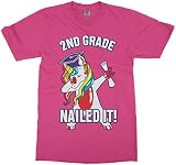 Dabbing Rainbow Unicorn 2nd Grade Graduation Nailed It Youth T-Shirt | M Fuchsia