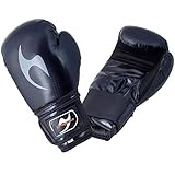 Ju-Sports Boxhandschuhe 12 oz. - Allround Quick Aircomfort Black I PU-Kunstleder Box Handschuh für Sandsack Boxen & Sparring I Für Damen & Kinder