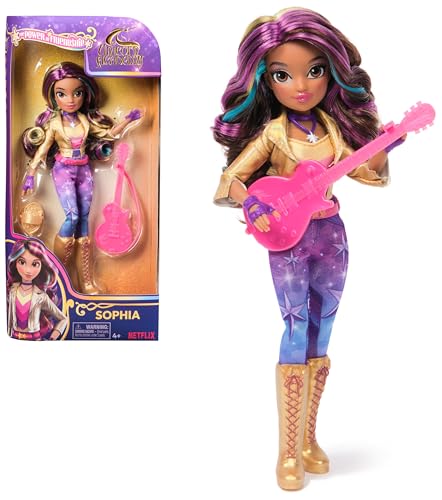 Unicorn Academy, Poupée Sophia Power of Friendship avec Guitare et 6 Accessoires, poupées et Licornes de 24 cm pour Filles à partir de 4 Ans