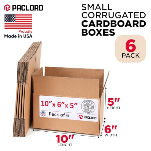 Image of Small Cardboard Boxes 10 inchL x 6 inchW x 5 inchH (Pack of 6) - USA-Made Packing Boxes for Moving, Shipping, or Storage - USPS, UPS, FedEx Approved - Professional Packing Supplies for Moving