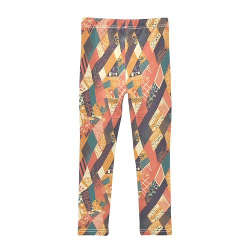 Colored African Patchwork Motifs Kids Baby Girls Legging Fashion High Waisted Pants Exercise2