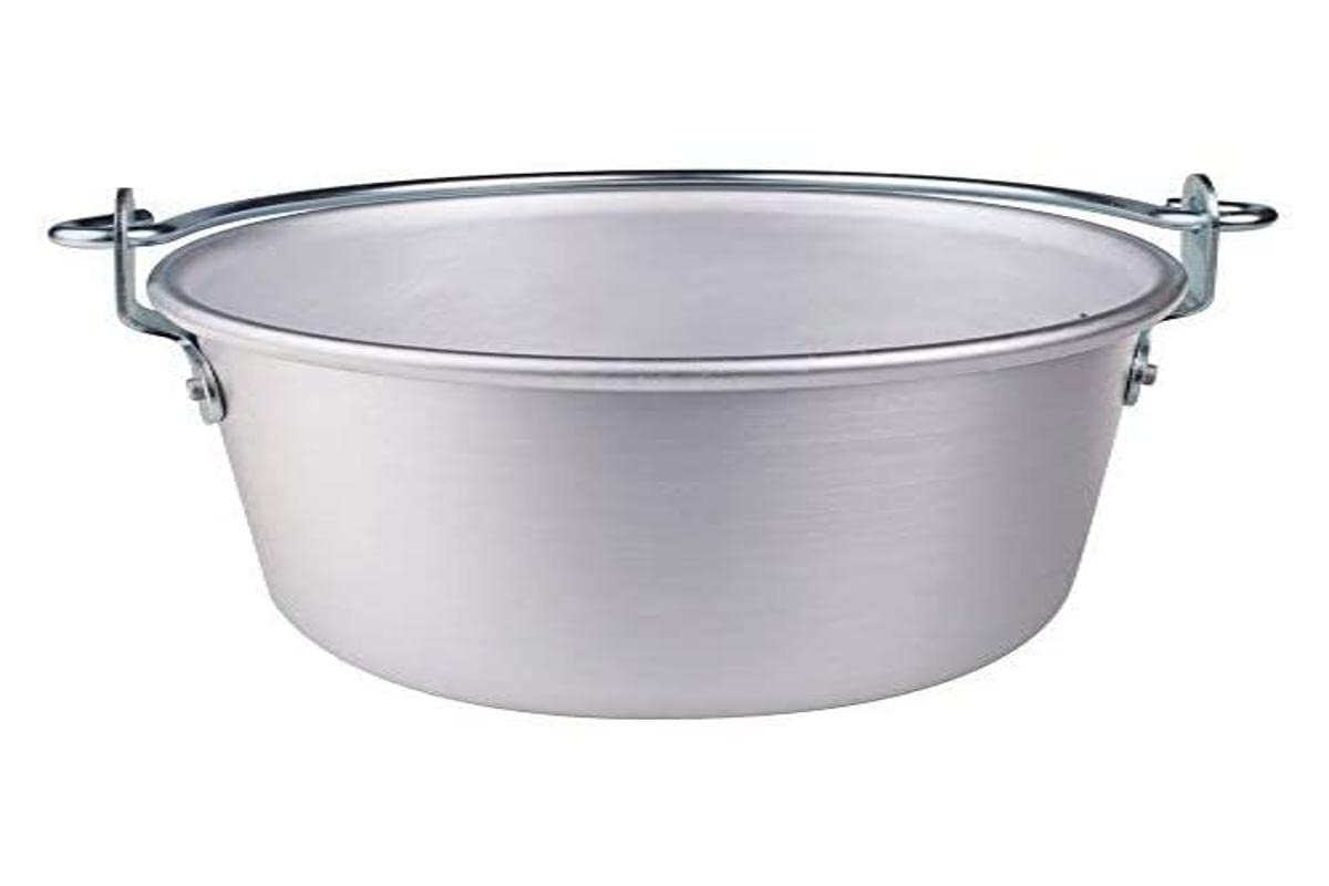 Baldassare Agnelli Silver Pentole Agnelli Family Cooking Aluminium Polenta Pot With Bowed Handle And Rim, Diameter 40 Cm.