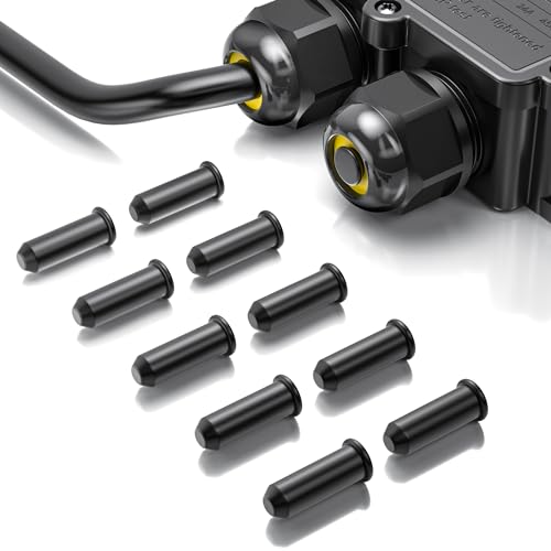 PEBA Wasserdichter Verschlussstopfen für Anschlussdosen M20 M25 Zubehör, für Verteilerdose Kabelverbinder Verschlussstopfen 10 Stück Schwarz