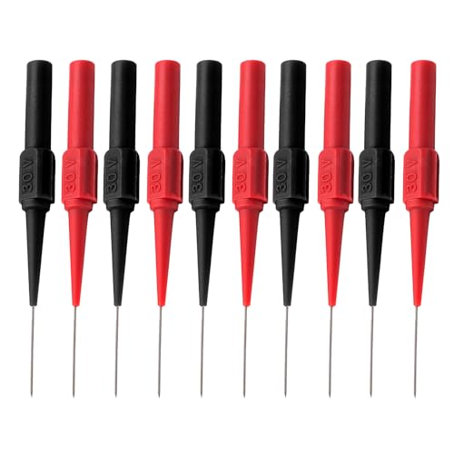 10 Stück Messspitzen für Multimeter Prüfspitzen für Multimeter 0.7 mm Testsonde Piercing Nadel Sonde Prüfspitze Zerstörungsfreie Prüfspitzen für KFZ Fehlerdiagnose Spannung Skreistester