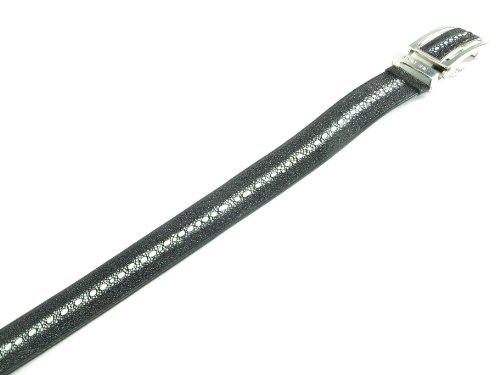 Genuine Stingray Shagreen Skin Leather Row Diamond Men's Belt 46" Black2