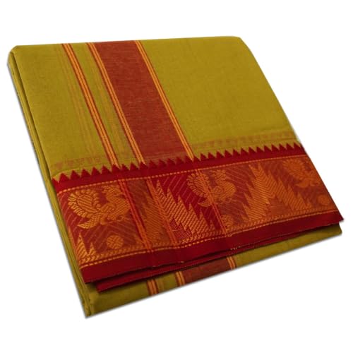 Image of vimayam pure cotton 3 inch border colour dhoti 9X5(Assorted Border design and colours)