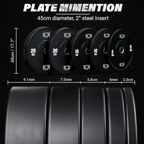 KK Rubber Weight Plate Set - 2 Inch Bumper Weight Plates – Durable Barbell Weights Set - Dumbbell Plates For Training & Weightlifting - Image 5