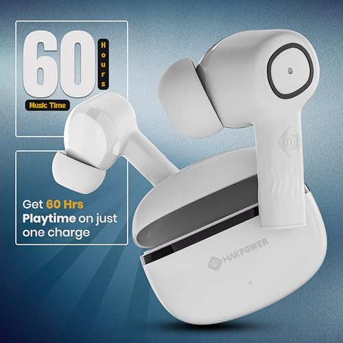 Image of TW-114 Truly Wireless Earbuds with 30dB Real (ANC) Active Noise Cancellation, IPX5, 60H Playtime, 13mm Deep Bass Drivers, Clear Calls, Type-C Charging, Bluetooth 5.3, for Travel, Gym and More (White)