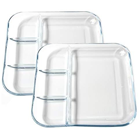 TAMUME Plato de Cristal con Compartimentos Cover