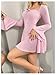 WDIRARA Women's Bell Long Mini Dress Bow Front Square Neck A Line Knit Dresses XS Pink