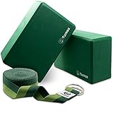 Tumaz Yoga Blocks 2 Pack with Strap Set, High Density/Lightweight EVA Foam Yoga Blocks or Non-Slip Solid Natural Cork Yoga Blocks Set & Premium Yoga Brick for All Yogi [E-Book Included]