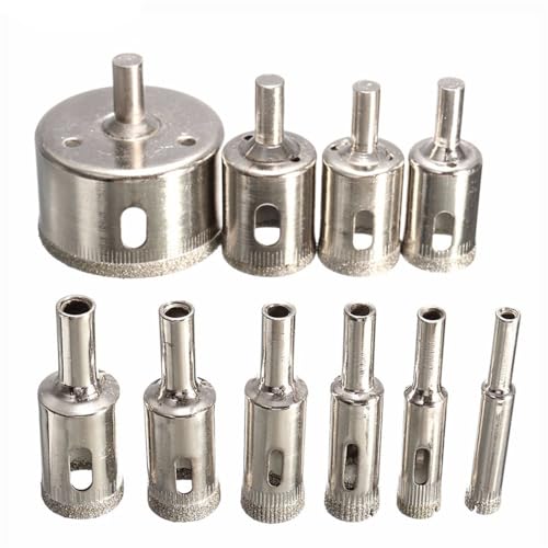 Set de 10 brocas para azulejos, mármol, vidrio y cerámica con recubrimiento de diamante, tamaños 3 mm y 50 mm miniatura 1