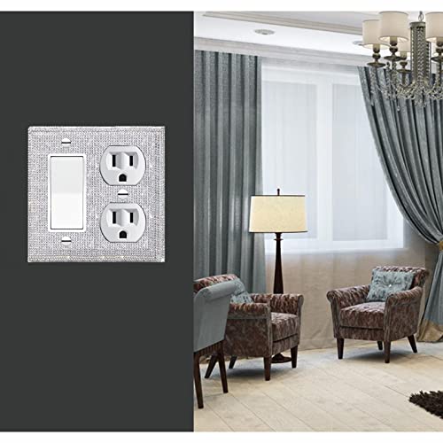 Image of Shiny Silver Rhinestones Outlet Covers Wall Plates Light Switch Cover Plate Decorative Switch Plates And Outlet Covers Bling Wall Plate Covers