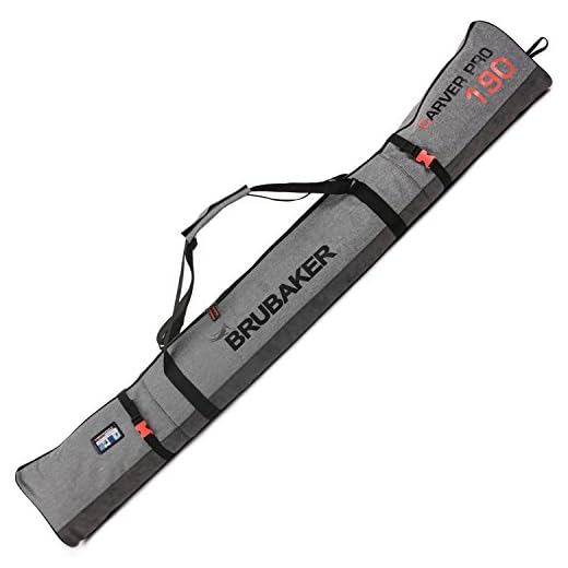 BRUBAKER Ski Bag for 1 Pair of Ski and Poles - (190 cm) 74 3/4" - Gray