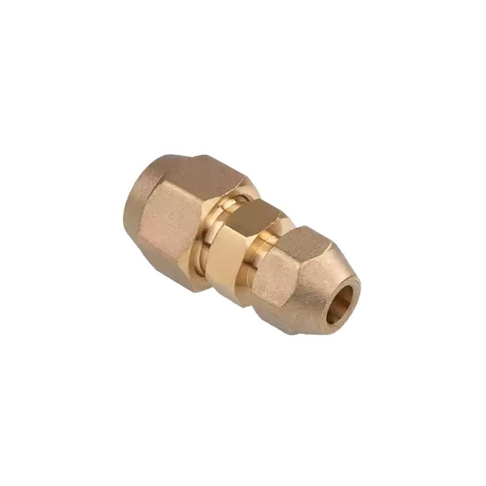 Tube Union Coupler Brass Flare Pipe Connector, 1/4in Reducer Coupling with Nut, Air Conditioner Tube Fitting(1/2inchx3/4inch)