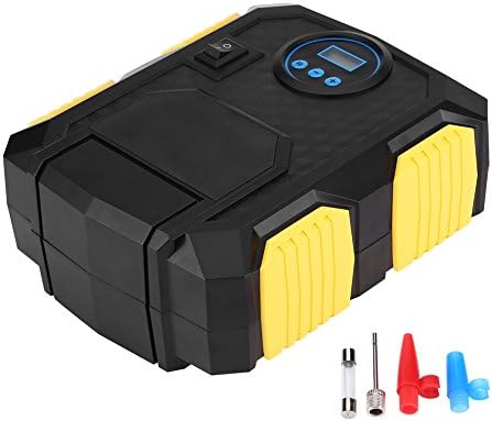 Portable Electric Pump, EBTOOLS 150 PSI 12V Digital Air Compressor Pump Tire Inflator with LED Light, Extra Nozzle Adaptors and Fuse for Car Bike Tires