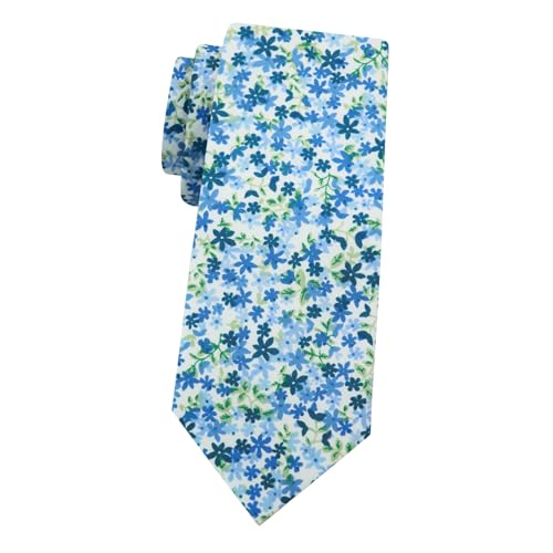 Image of Mantieqingway Men's Skinny Tie, Cotton Floral Ties for Men Wedding Necktie for Groom, Groomsmen, Missions, Dances