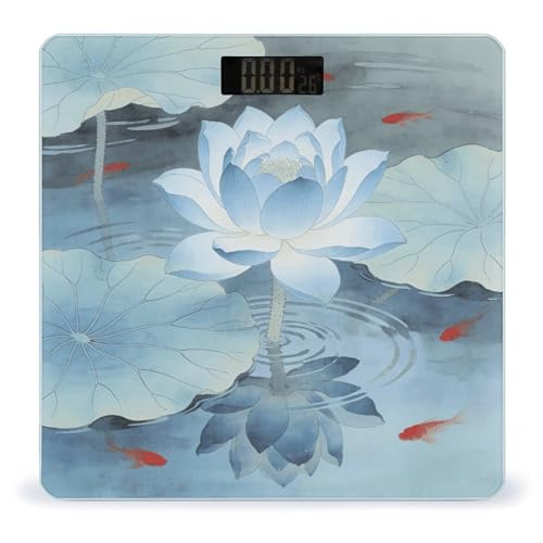 Báscula digital de baño con vidrio templado y pantalla LCD
