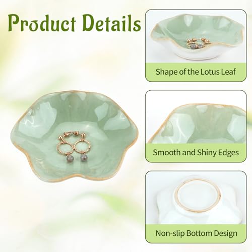 Mulaibdin 4 Stk Schmuckschale Keramik, Schmucktablett Klein, Schmuckteller Aesthetic mit Silberputztuch, Schlüsselschale Flur, Dekoschale für Ringe,Halsketten,Armbänder, Zimmer Deko