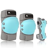Ellenbogenschützer Knieschoner Kinder Protektoren Knieschutz Sport Schoner Inliner Tiffany Blau & Grau 5 6 7 8 9 10 11 Jahre