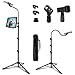 Support de microphone portable avec support de téléphone, trépied de microphone en col de cygne réglable de 9,5 à 18,8 m, 2 clips de micro standard