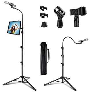 LIUGAST – Support de microphone portable avec support de téléphone, trépied à col de cygne réglable de 0,9 à 1,8 m, 2… - Les Beatles, Paul McCartney, John Lennon, RIngo Starr, George Harrison