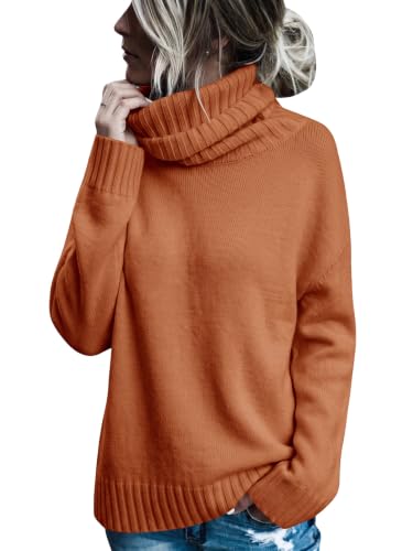 Image of FISACE Womens Oversized Turtleneck Pullover Sweater Cable Knit Sweater Tops | Long Sleeve,Slouchy,Fall,Winter,Lightweight,Loose,Trendy,Casual,Sexy