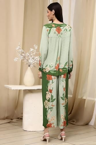 Image of Asmeriyo Women Printed Co Ord Set with Side Pocket | Women 2 Pic Kurta Set I Fancy Kurta Set | Stylish Kurti Outfit | Co-Ordination Wear | Festive and Casual wear (C-209-A-B-19-02)