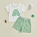 Gureui St Patricks Day Baby Boy Outfit Short Sleeve T Shirt Shorts Toddler Infant Spring Summer Clothes (A White, 4-5T)
