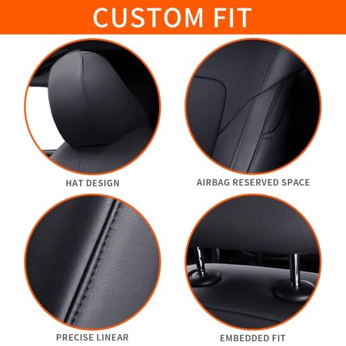 Image of AOMSAZTO Car Seat Cover for Mazda 3 2014 2015 2016 2017 2018 Full Set Black | Customized Black Faux Leather Seat Covers Airbag Compatible Waterproof