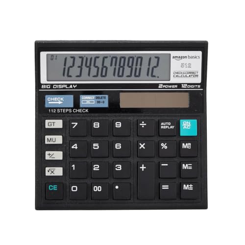 Image of Amazon Basics AB-512 12-Digit Display Basic Calculator(Black)