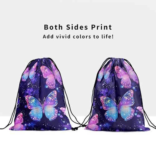 Image of Nerxy Galaxy Butterfly Gymnastics Grip Bag - Stars Grip Bags for Gymnastics Mini Gym Bag Drawstring Storage Pouch Adjustable